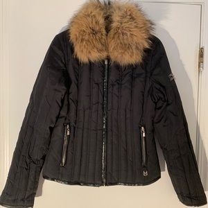 VINTAGE Michael Kors fitted bomber with faux fur